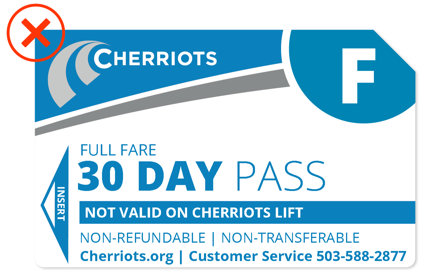 Cherriots 30 Day Pass with red x