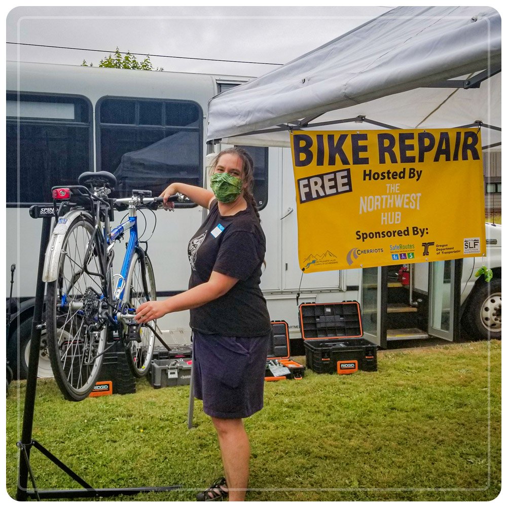 Bicycle repair at the Farmer's Market