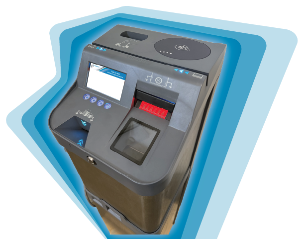 New farebox with blue outlines