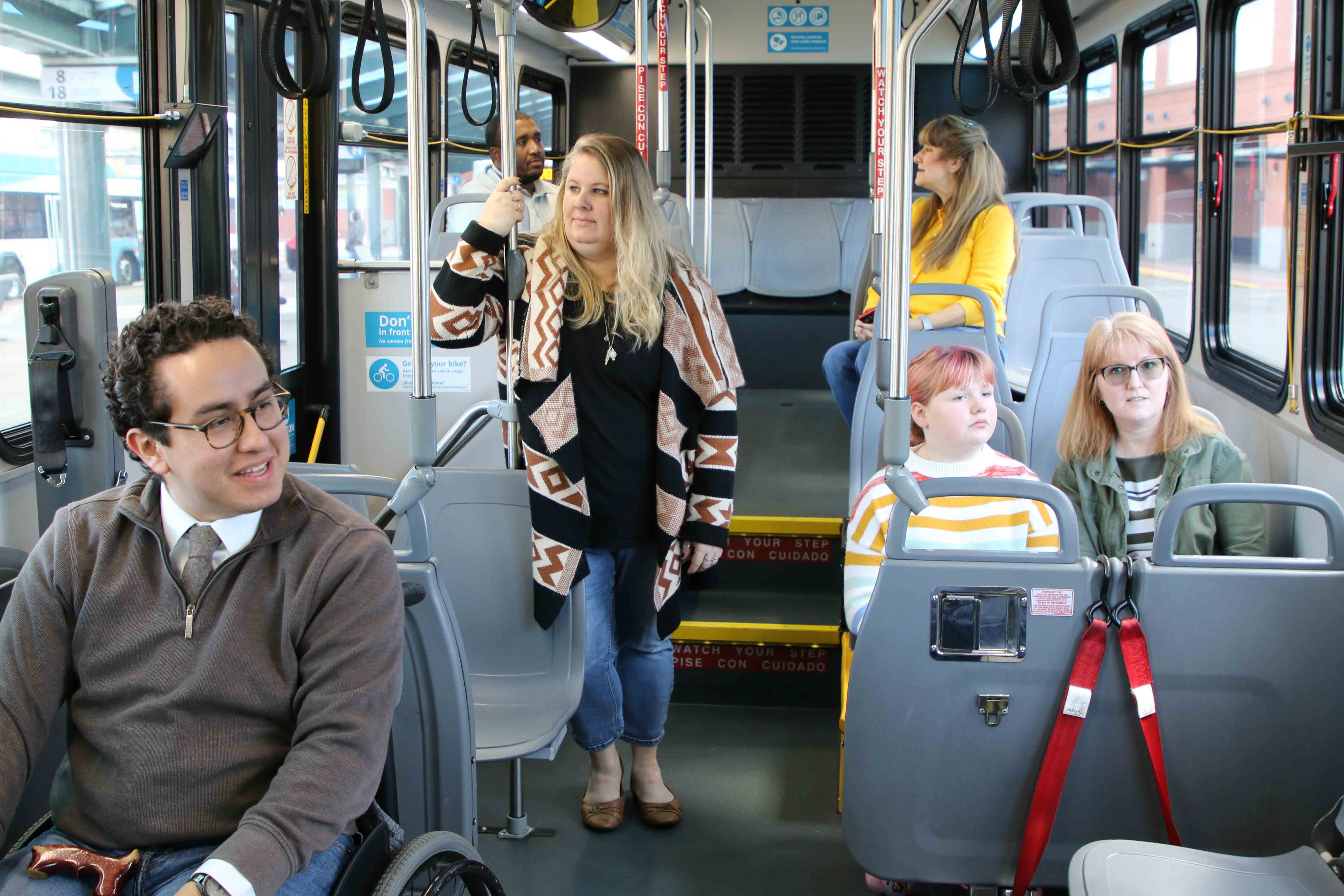Riders seated on Cherriots bus