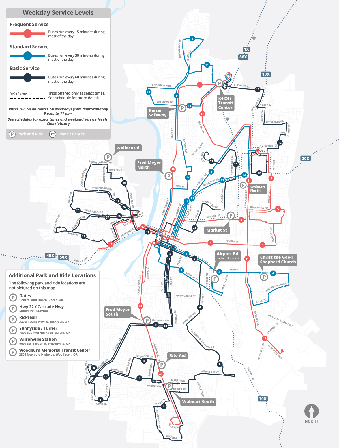 System Map Park and Ride Locations 2022-09-04