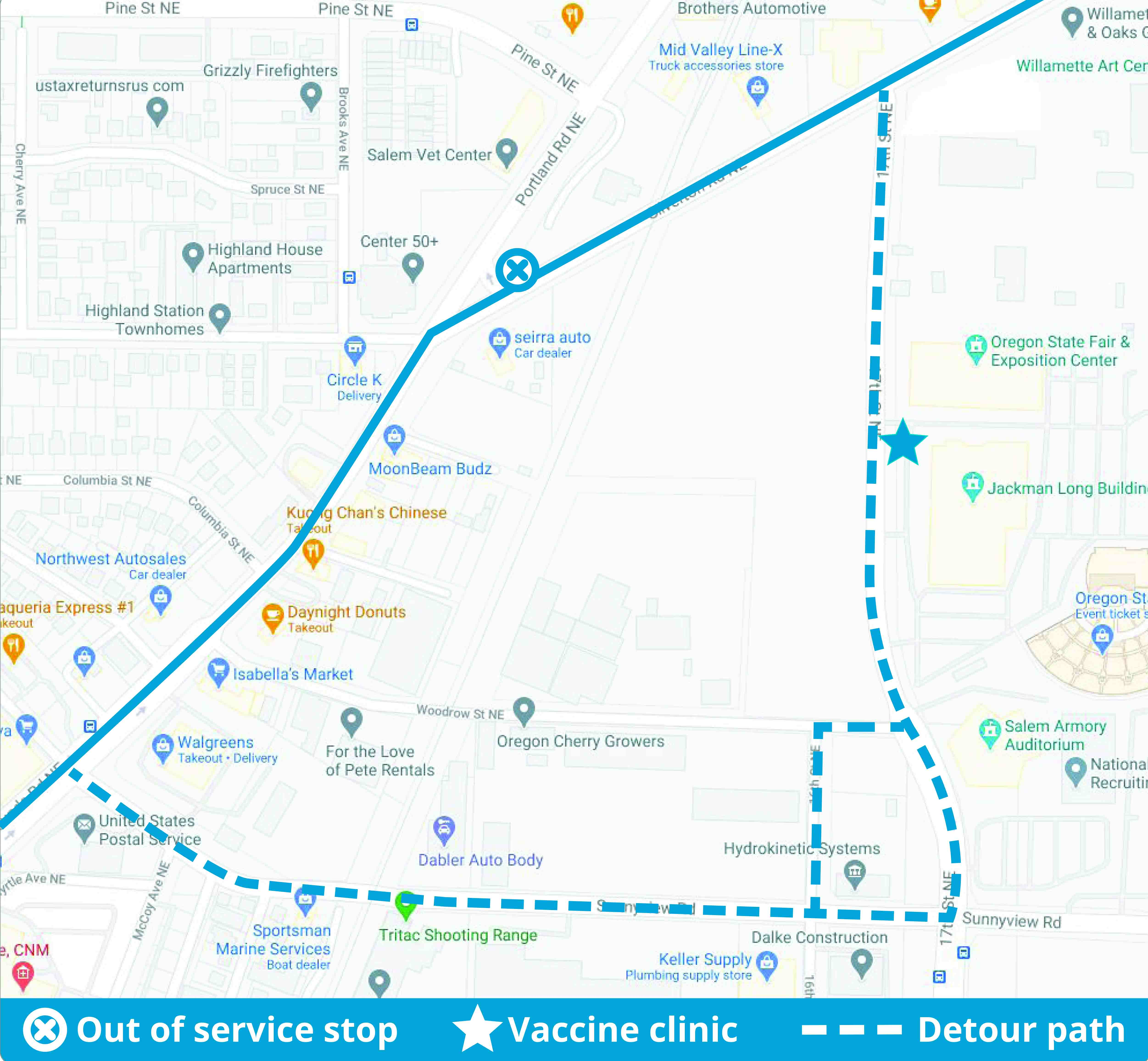 Route 13 detour map